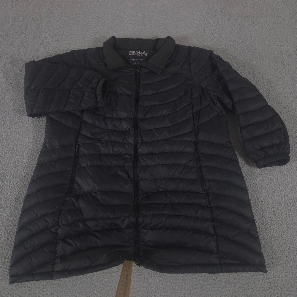 Michael Michael Kors Jacket Womens 2X Black Packable Down Fill Quilted Puffer